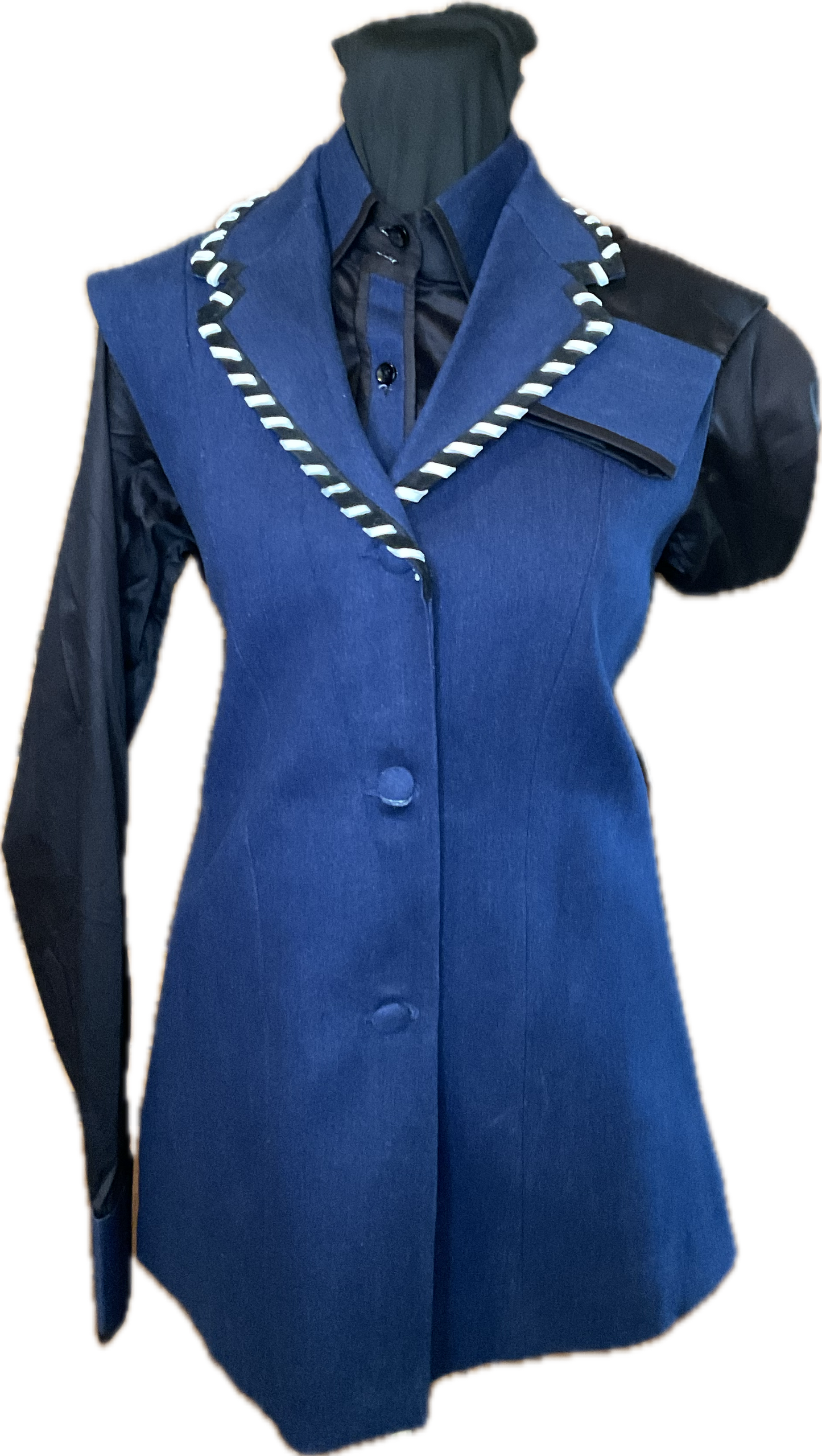 *38 Bust* Vest Set *Navy Blue with White and Black Shirt Set