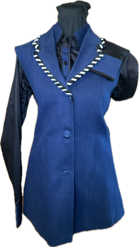 *38 Bust* Vest Set *Navy Blue with White and Black Shirt Set