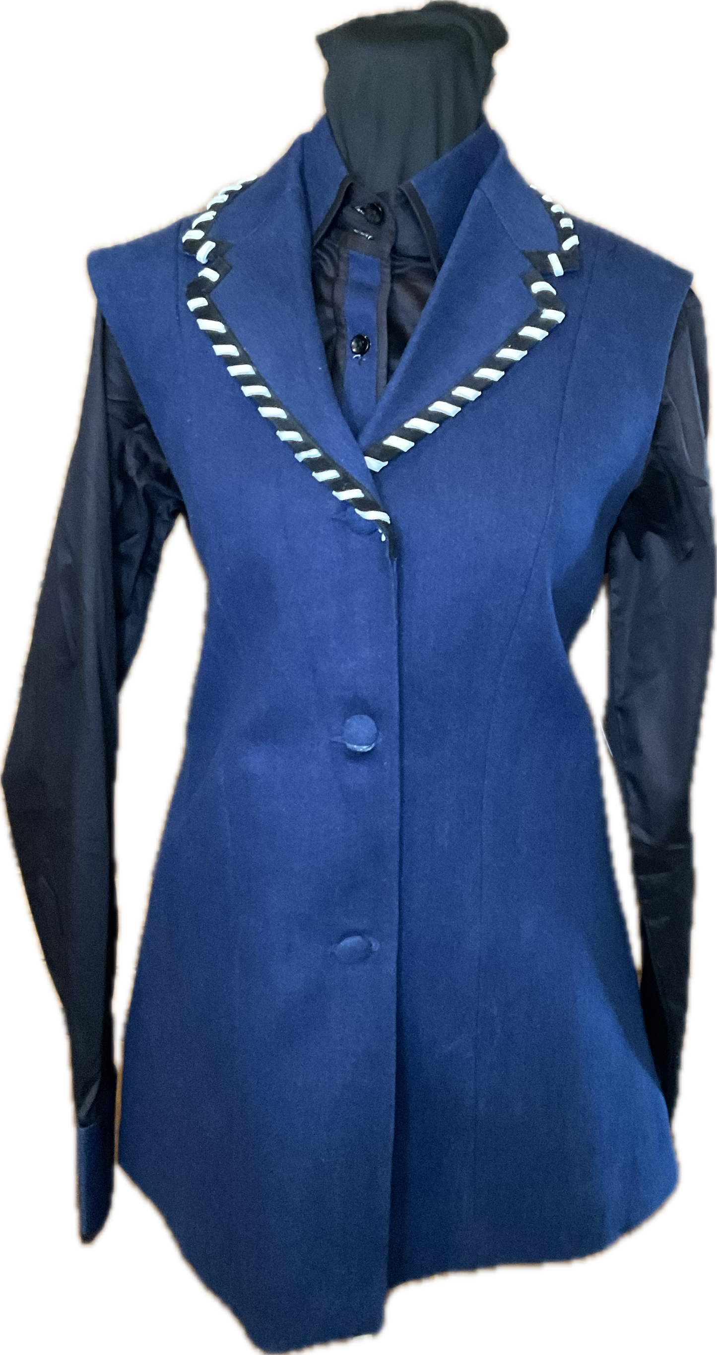 *38 Bust* Vest Set *Navy Blue with White and Black Shirt Set