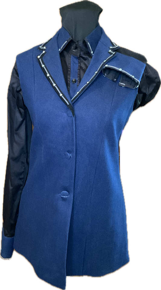 *34 Bust* Navy Vest Set with Metallic Trim and Matching Shirt