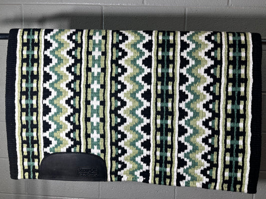 763 Oversized Saddle Blanket Black, White, Sage, Pistachio