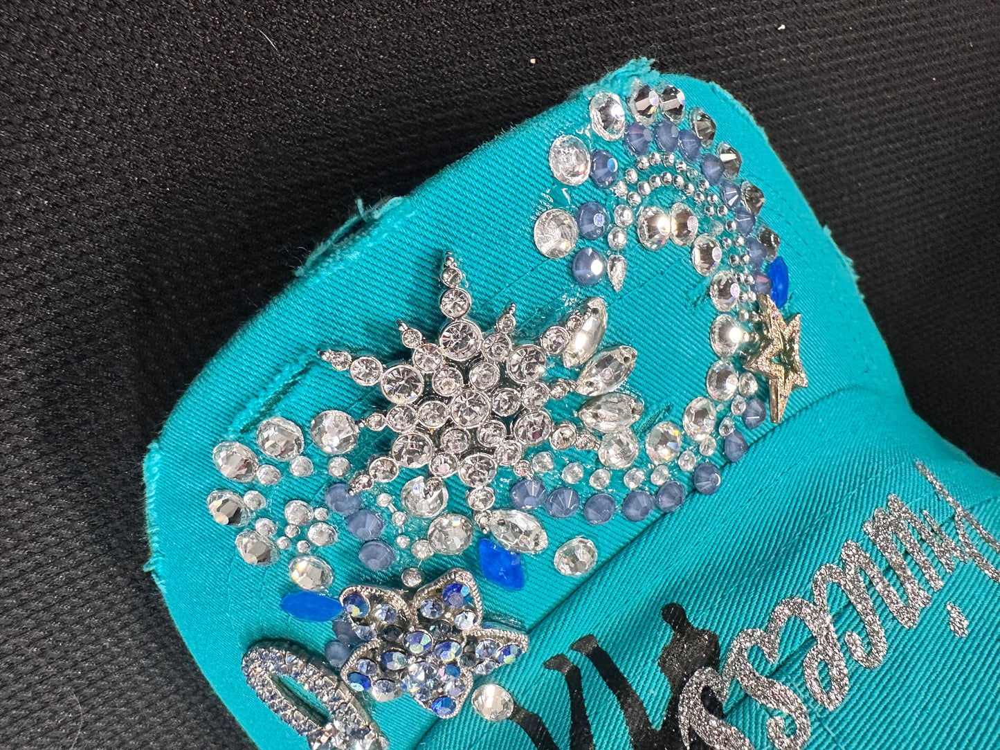 Fancy teal cap HUNT SEAT PRINCESS with gorgeous design