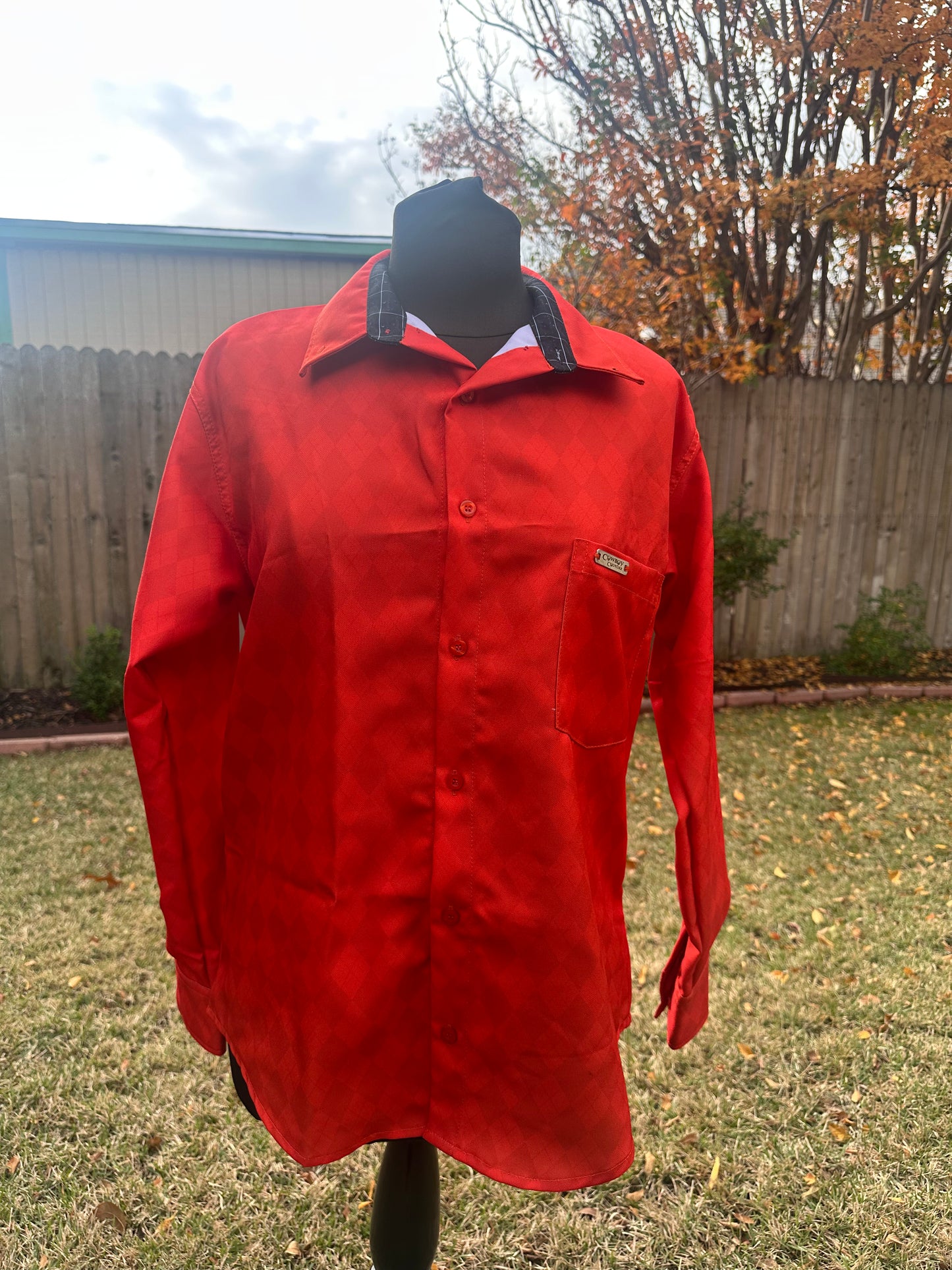 Cowboy Couture Men's Shirt -Burnt Orange - Diamond Print