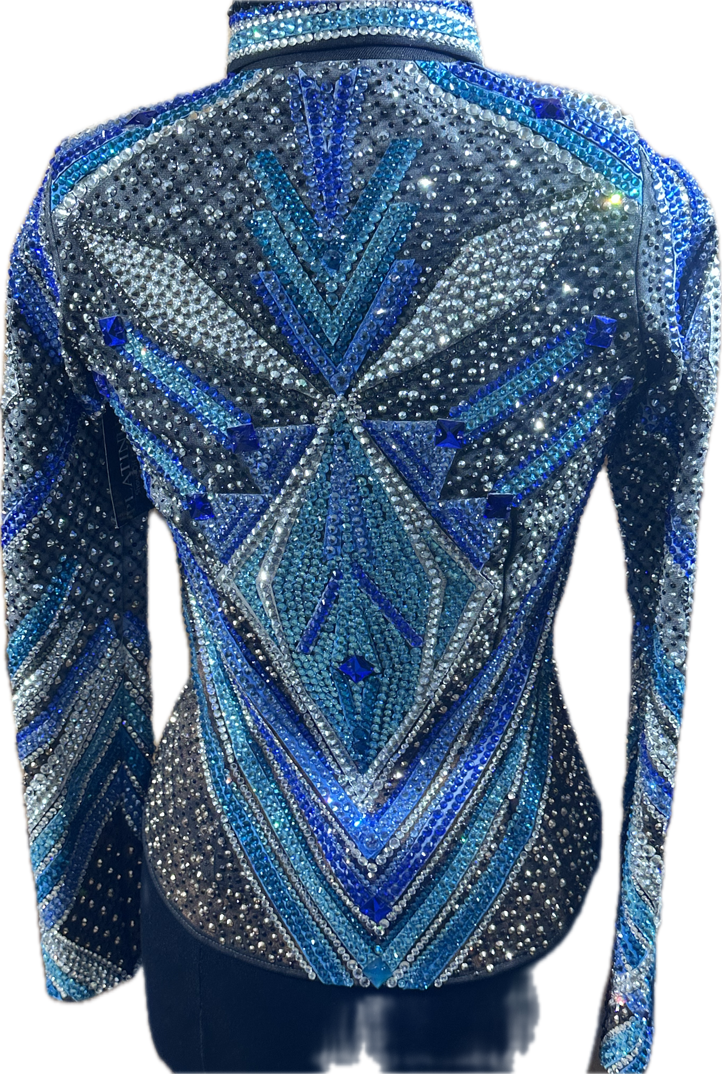 Small showmanship jacket airbrushed design with blues, copper and silver