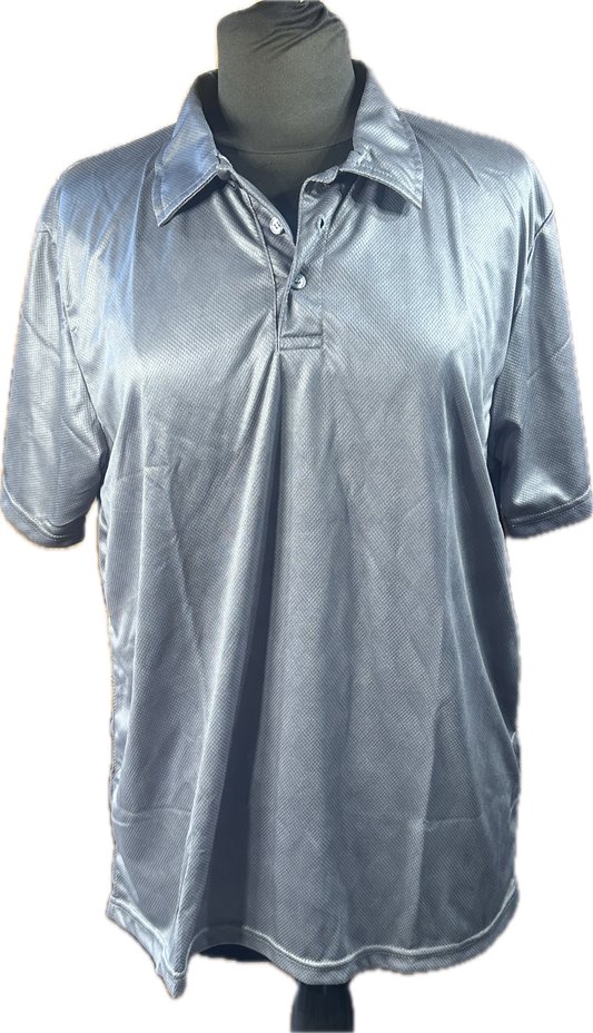 Cowboy Couture polo shirt. Grey diamond print