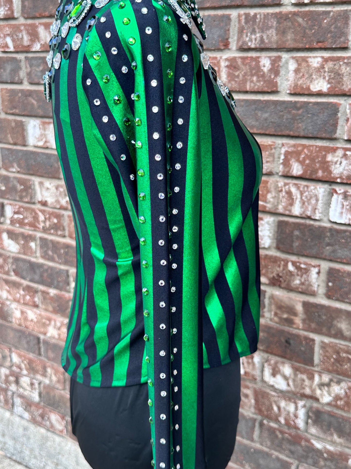 Kids day shirt. Size 12.  Green/black stripe