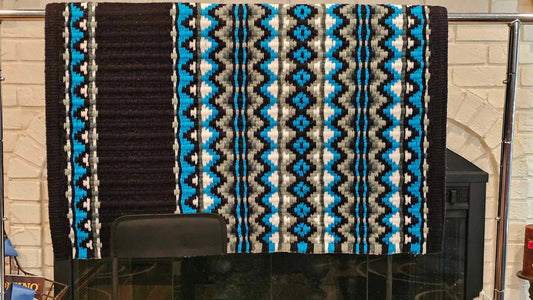 707 Oversized Saddle Blanket Blue, Black, White, Teal