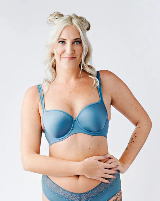 Abbie Luxe Bra -Back & Slide Smoothing T-Shirt- Deep Sea-