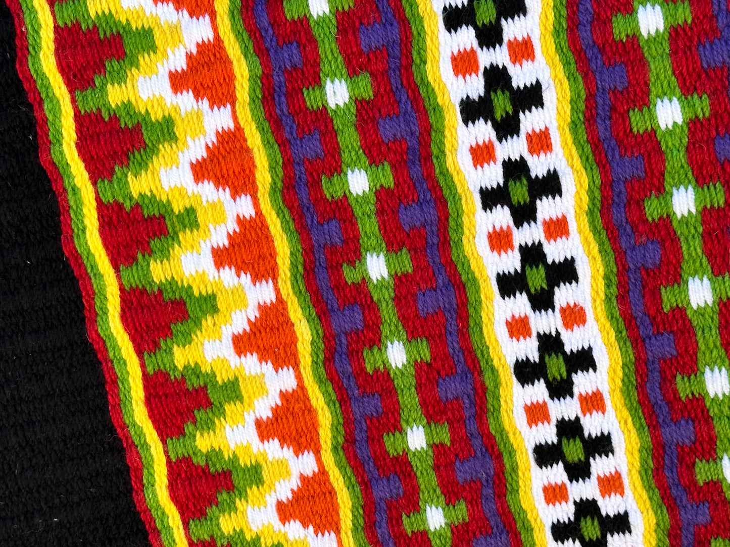 72. Oversized saddle blanket black red yellow lime green purple and white