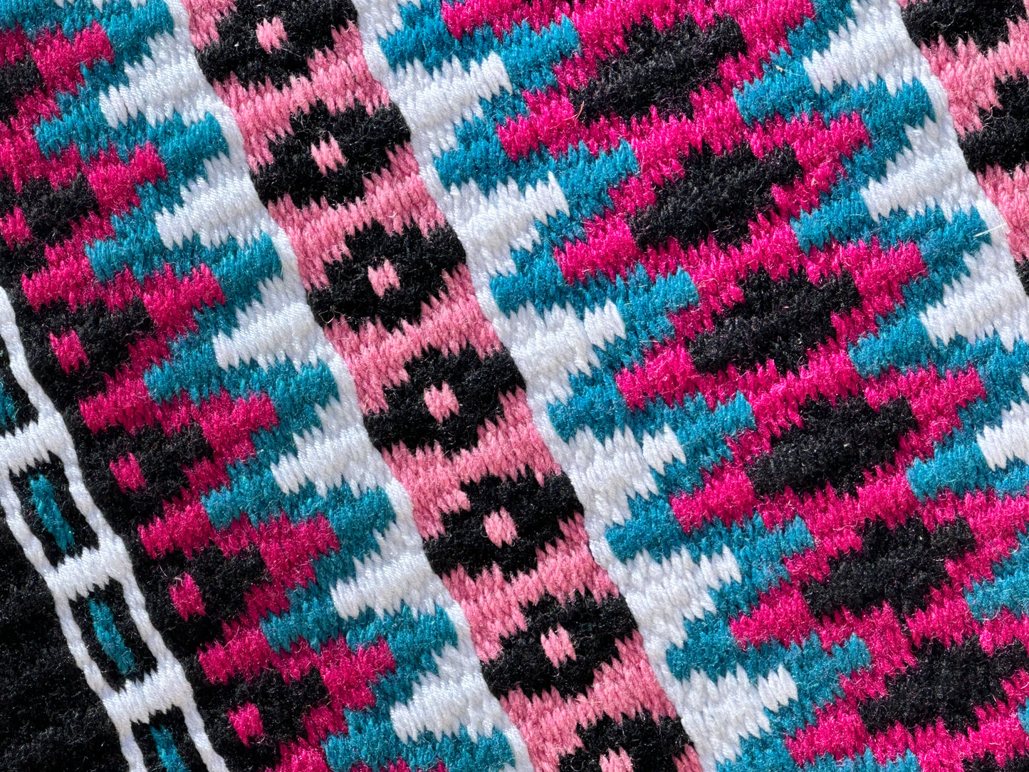 68. Oversized saddle blanket black fuchsia turquoise white and sachet pink