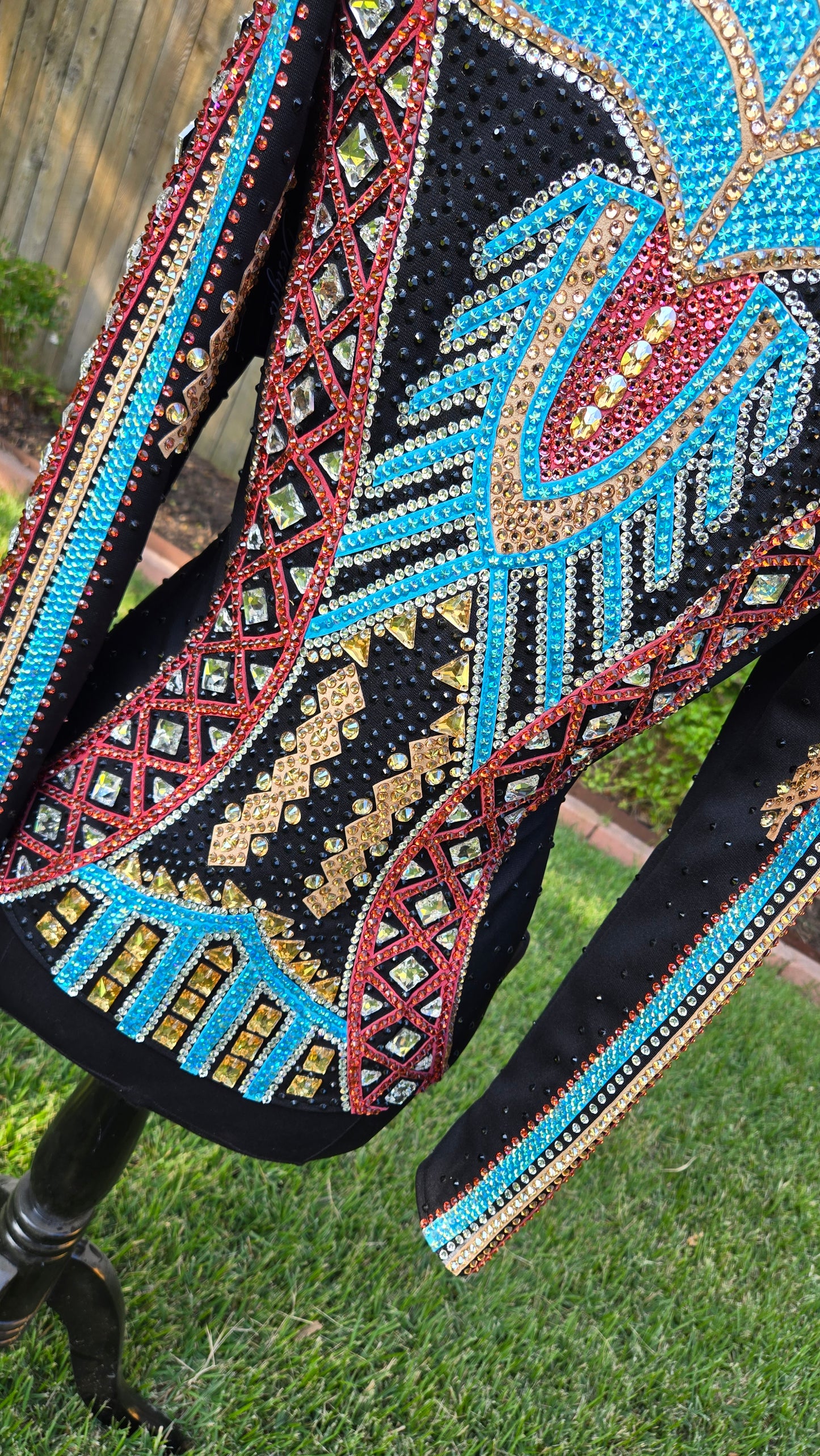 Medium Showmanship Jacket Black, Gold, Pink, Turquoise