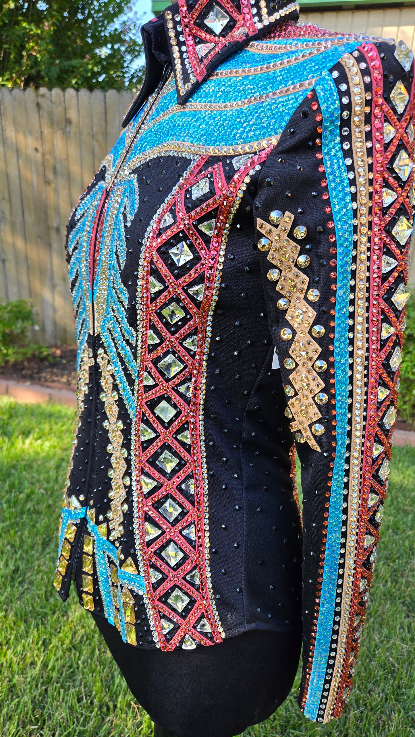 Medium Showmanship Jacket Black, Gold, Pink, Turquoise