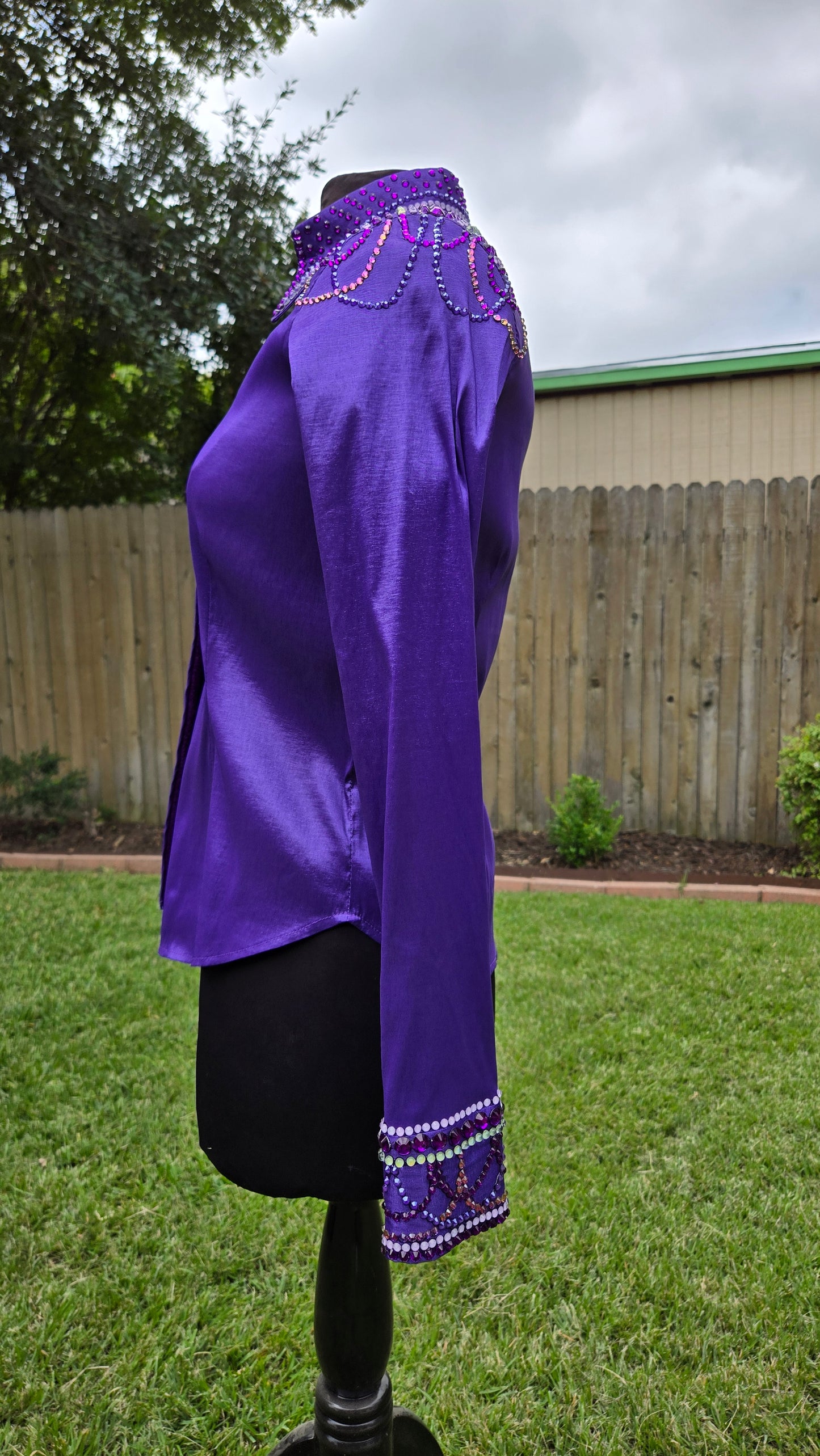 Small Show Purple Stretch Taffeta Day Shirt with lavender, dark purple