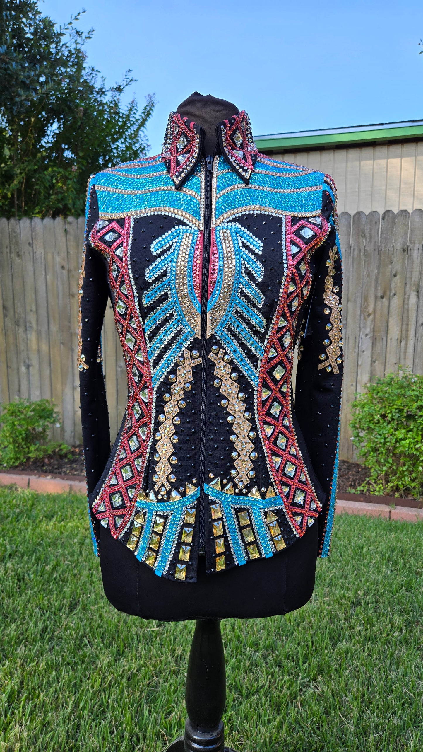 Medium Showmanship Jacket Black, Gold, Pink, Turquoise