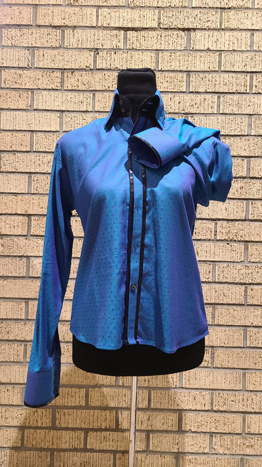 #tealpur western shirt size small (bust 36) teal and purple design