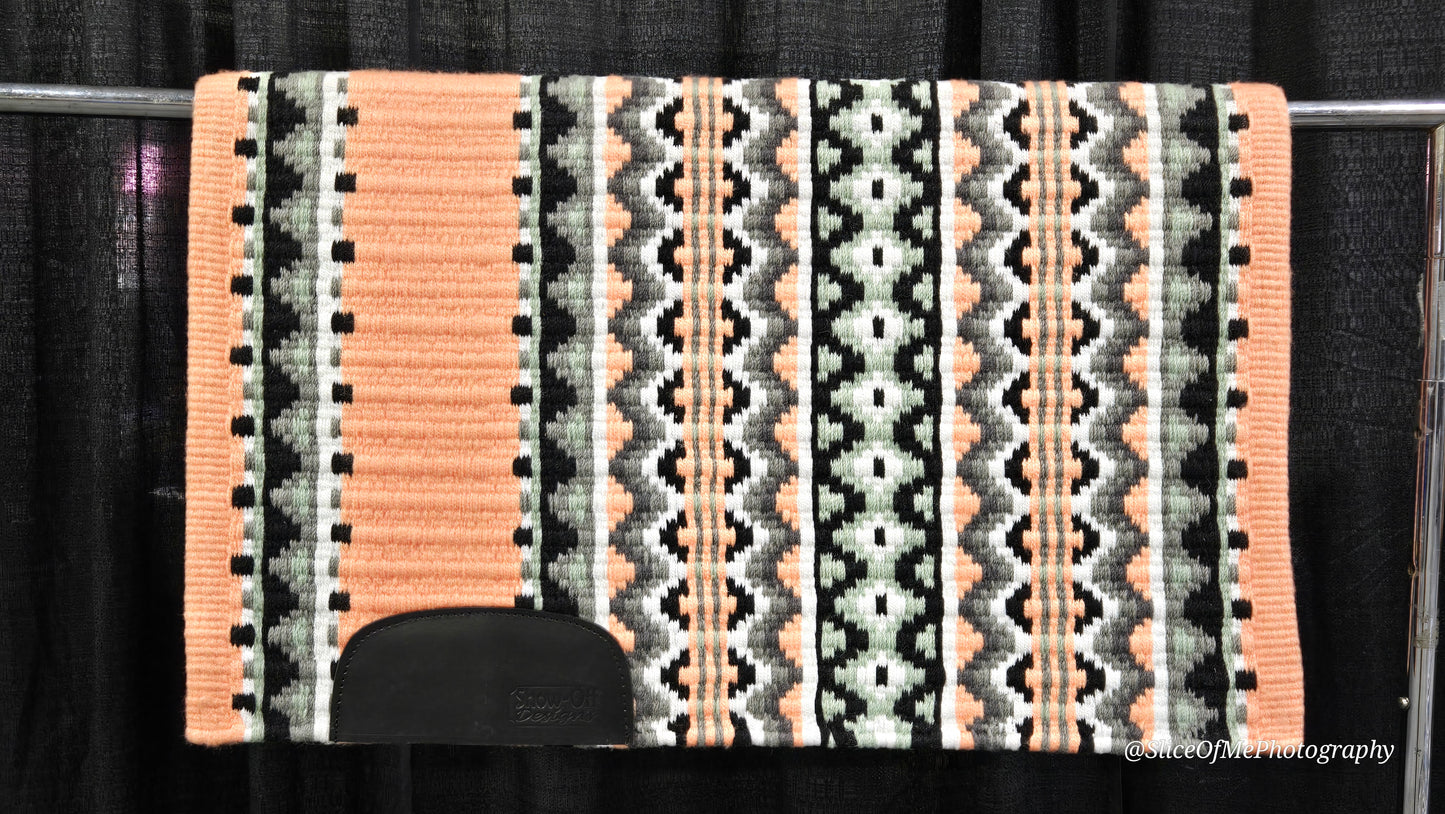 740 Oversized Saddle Blanket Peach, silver rose, grey, white, black