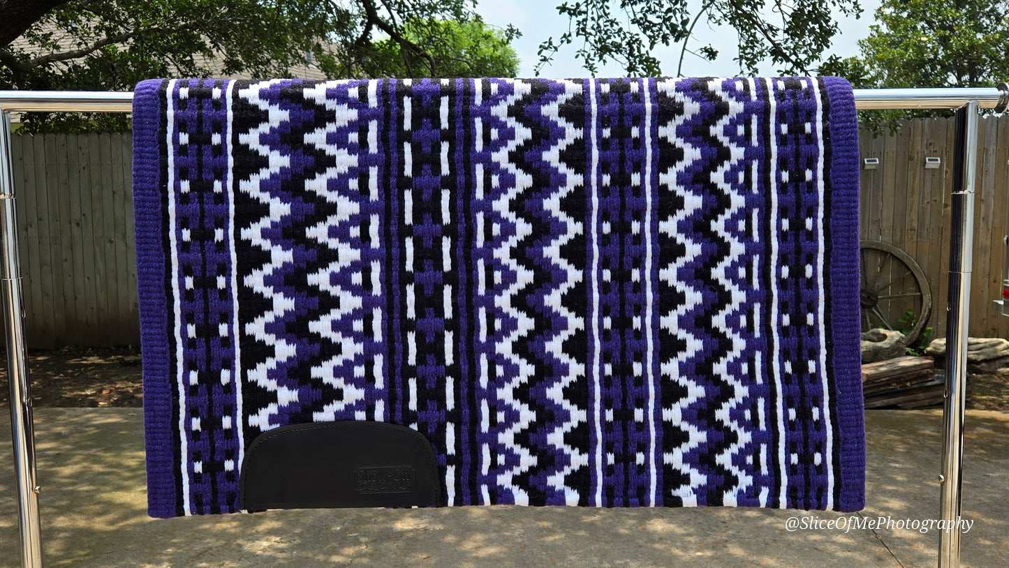 673 Oversized Saddle Blanket Show Purple, Black, White