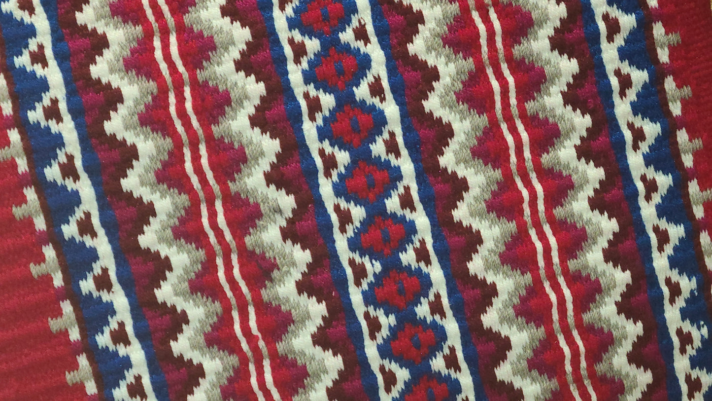 a100 - Oversized Saddle blanket show red white ash royal blue and brick red