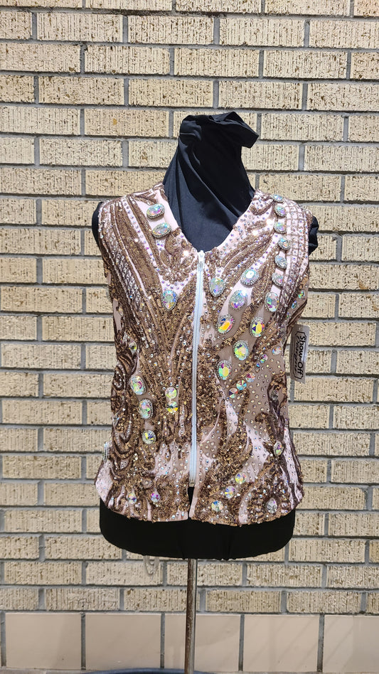 Size small champaign rose gold sequin design with AB crystals