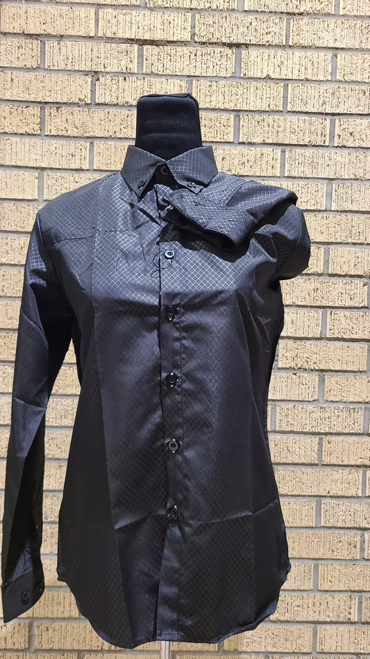 Men's Shirt Black With Diamond Texture