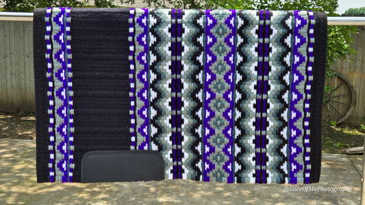 672 Oversized Saddle Blanket Black, Charcoal, Ash, White, Silver Rose, Purples