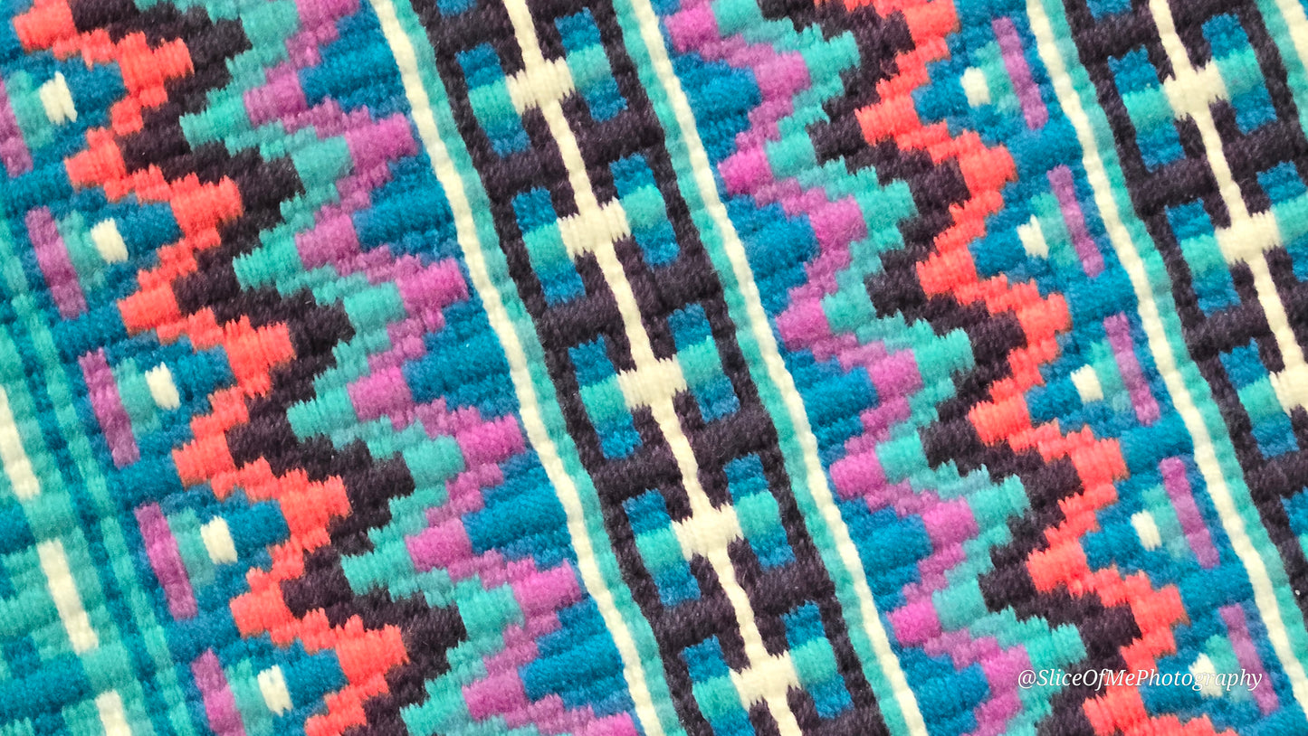 735 Oversized Saddle Blanket turquoise, dark turquoise, white, coral, purple