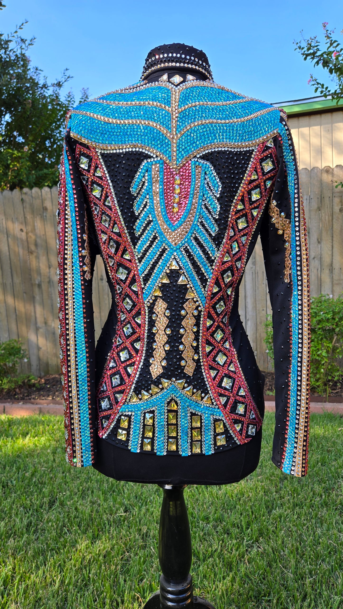 Medium Showmanship Jacket Black, Gold, Pink, Turquoise