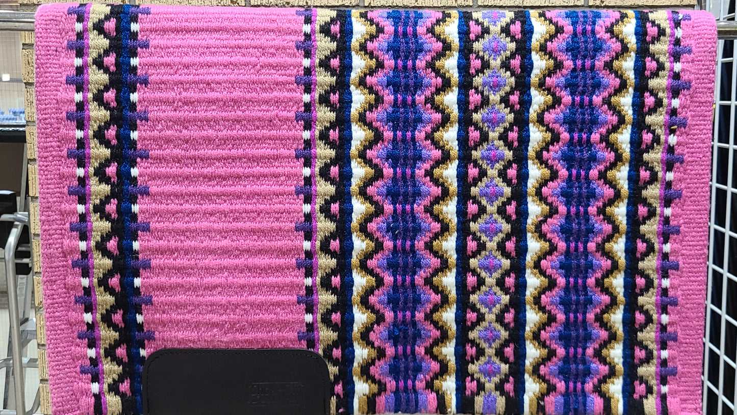 a107- Oversized Saddle blanket pink purple black white tan