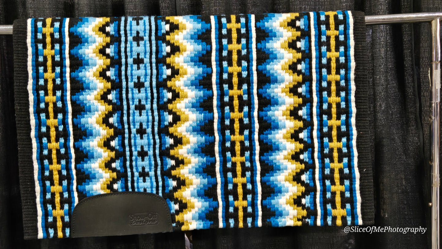 727 Oversized Saddle Blanket black, royal blue, gold, white, light blue