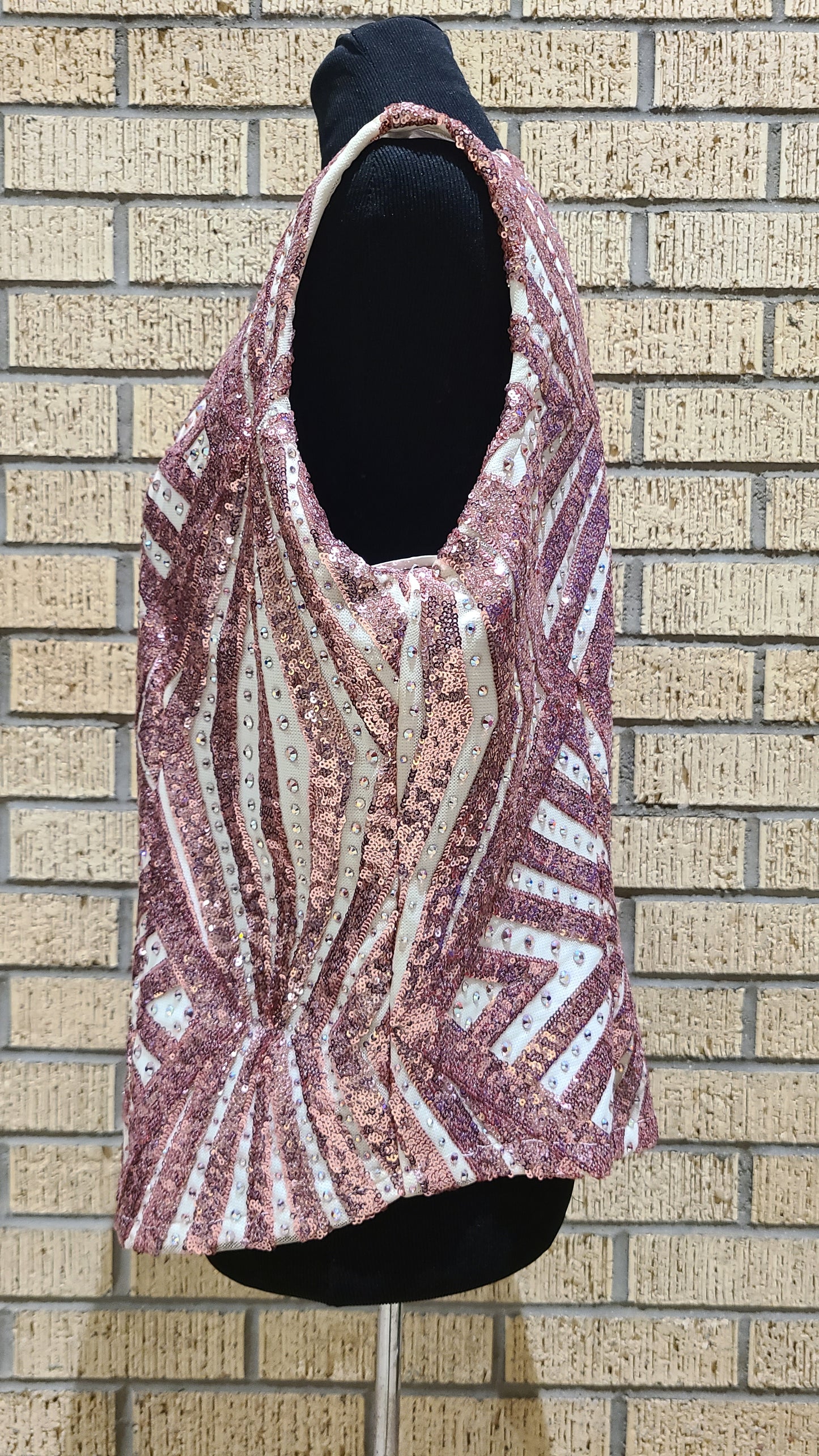 Size XL sequin vest with AB crystals