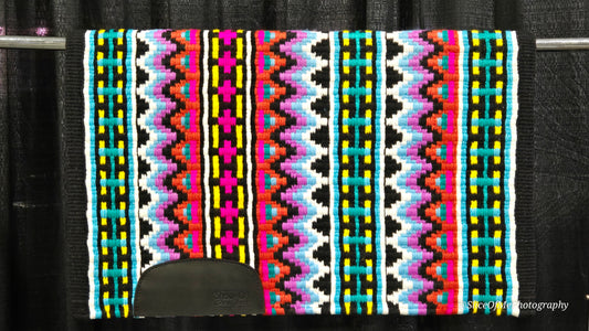 745 Oversized Saddle Blanket black, pink, yellow, teal, turquoise, red, purple, light blue