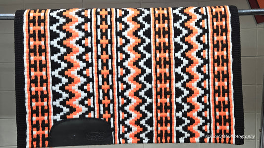 717 Oversized Saddle Blanket bright orange, white, black