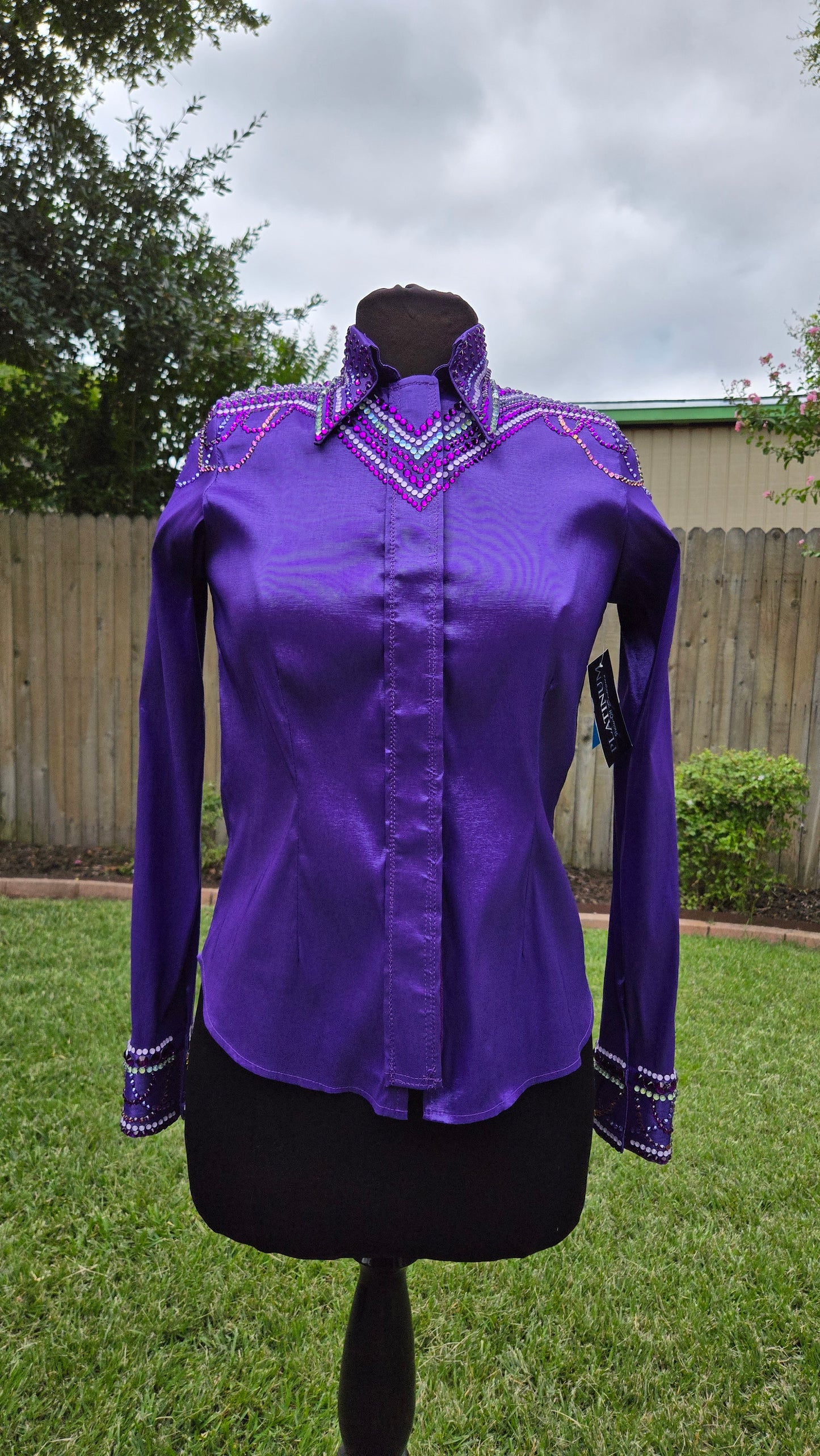 Small Show Purple Stretch Taffeta Day Shirt with lavender, dark purple