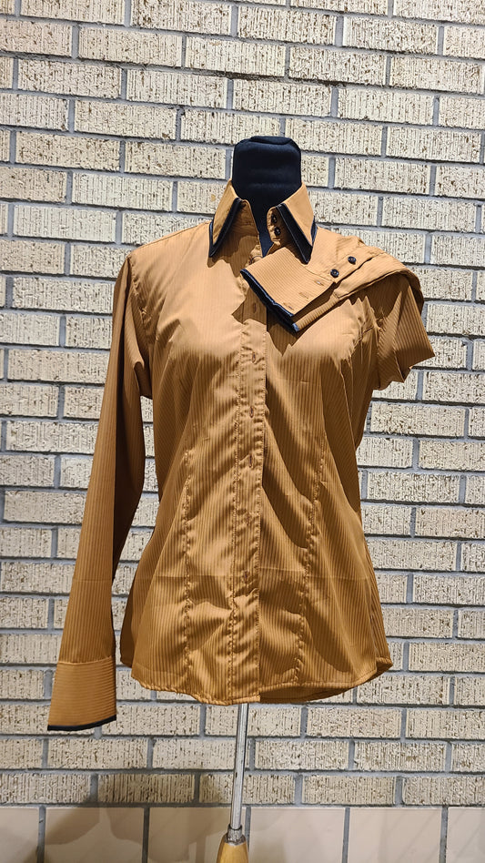 #106 western shirt size small 10 tobacco with black trims