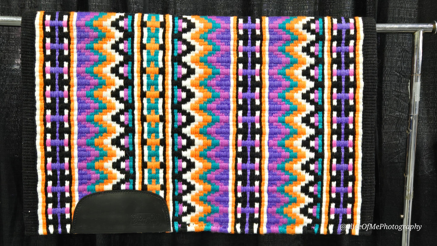 729 Oversized Saddle Blanket black, pink, purple, orange, white