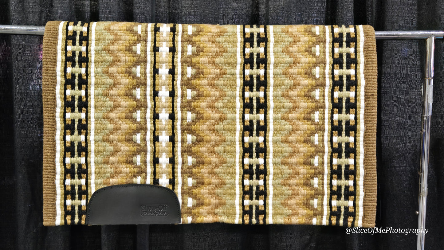 733 Oversized Saddle Blanket brown, black, caramel, white, Indian tan