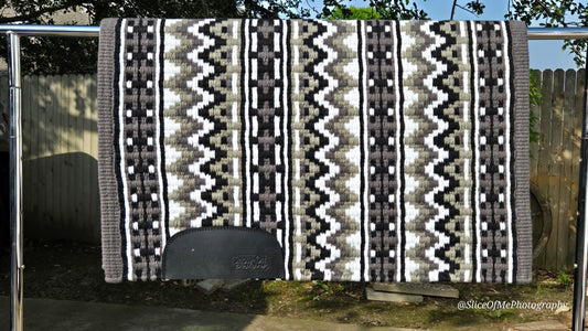 696 Oversized Saddle Blanket Charcoal, Dark Grey, Ash, Black, White