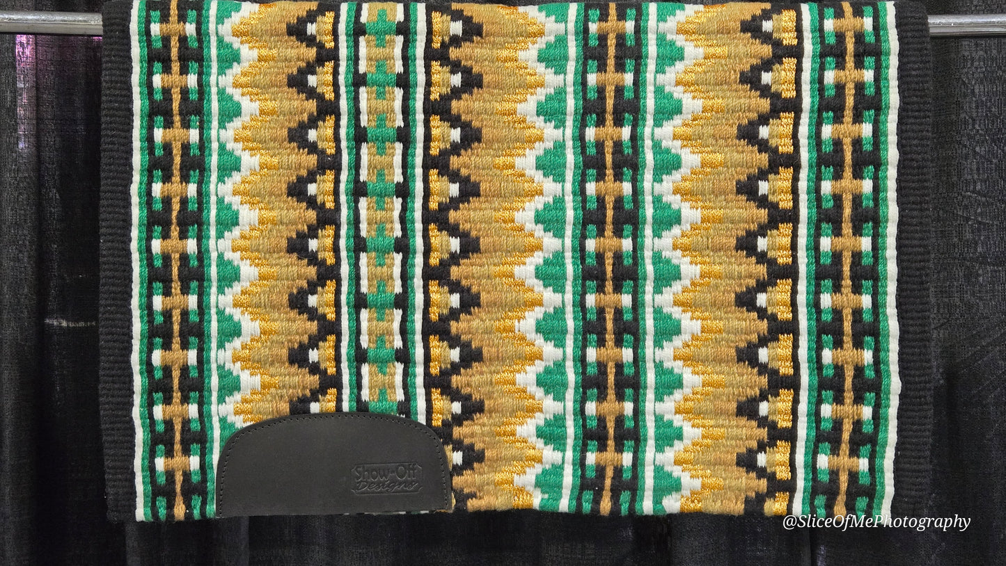 744 Oversized Saddle Blanket black, Kelly green, caramel, Indian tan, white