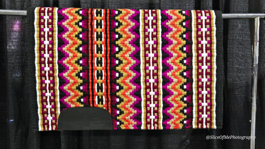 734 Oversized Saddle Blanket  black, indian tan, sheepskin, pink, burnt orange, white