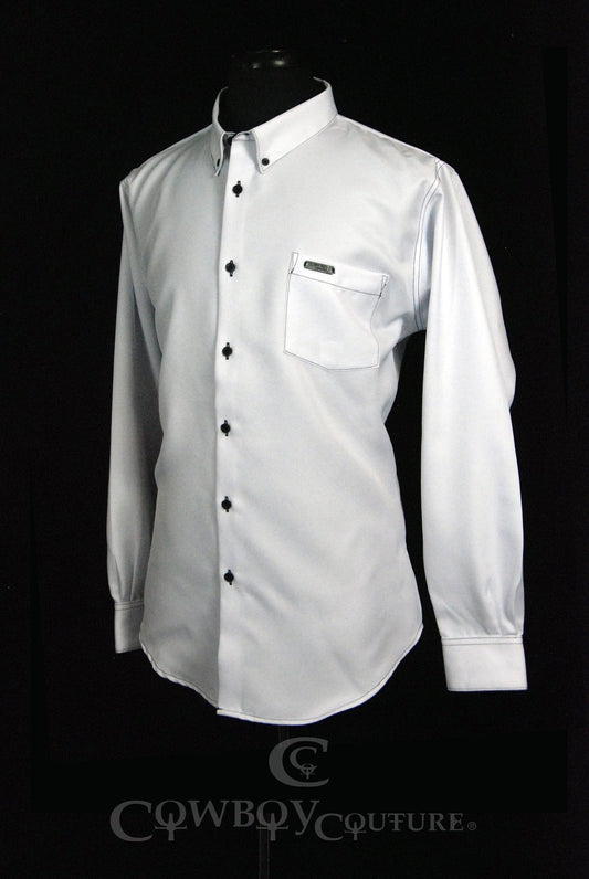 Cowboy Couture Men's Shirt -White with Black Stitching