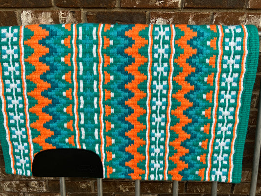 135. Saddle blanket oversized 34x42 with wear leathers and carry case